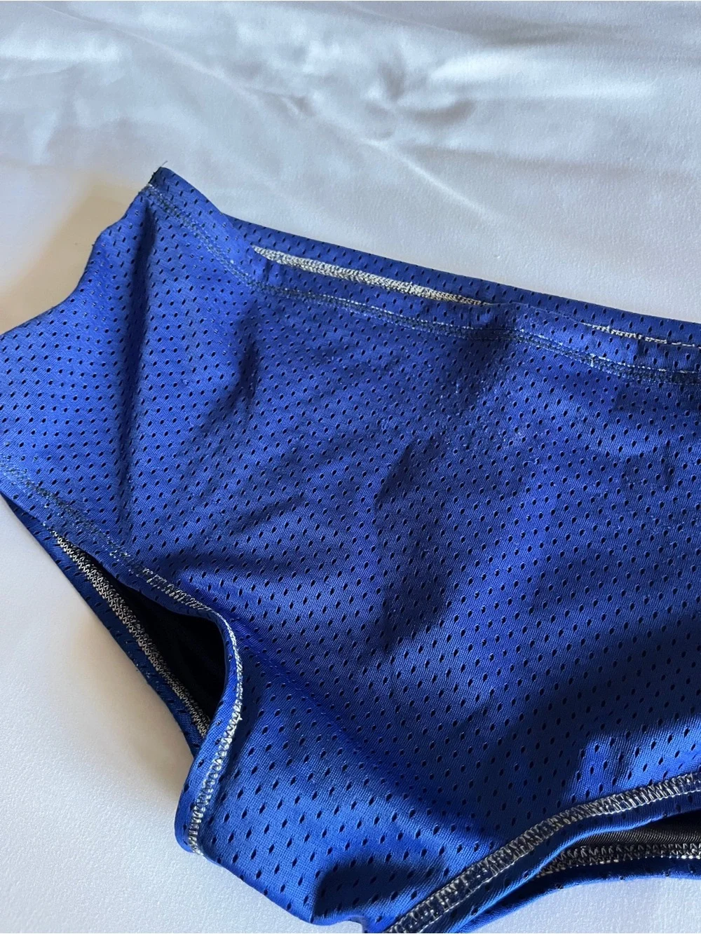 Nike Men's Blue Mesh Performance Swim Brief Trunk Training Suit Drawstring